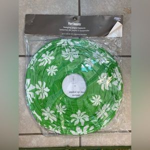 Pier One Green Floral Hanging Paper Lantern. NWT.